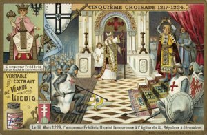 The Emperor Frederick II takes the crown of Jerusalem in the Church of the Holy Sepulchre, Sixth Crusade, 18 March 1229 by European School